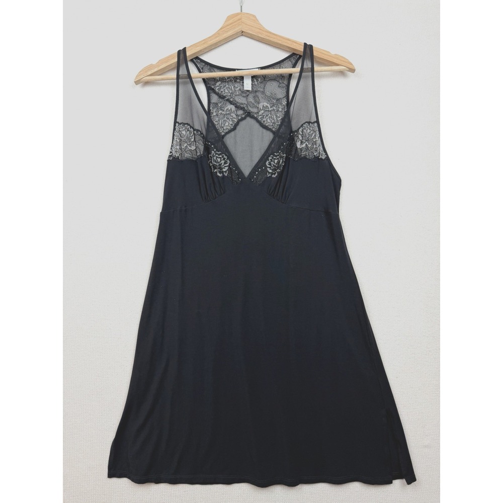 On Gossamer Women's Floral Lace‎ Knit Babydoll Lingerie Chemise Nightgown Size L